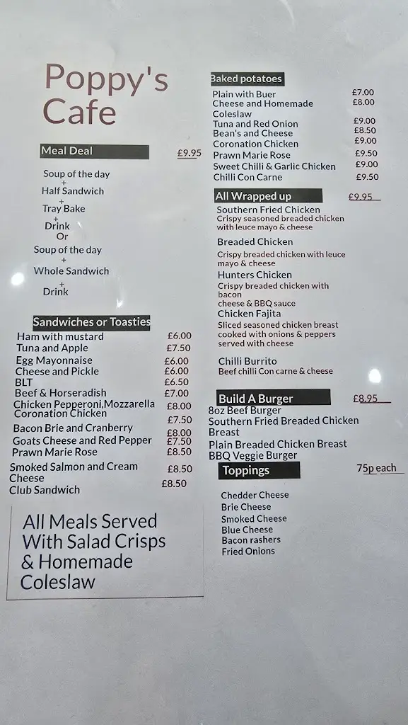 Menu_Poppy's Coffee Shop_Golspie_image_1