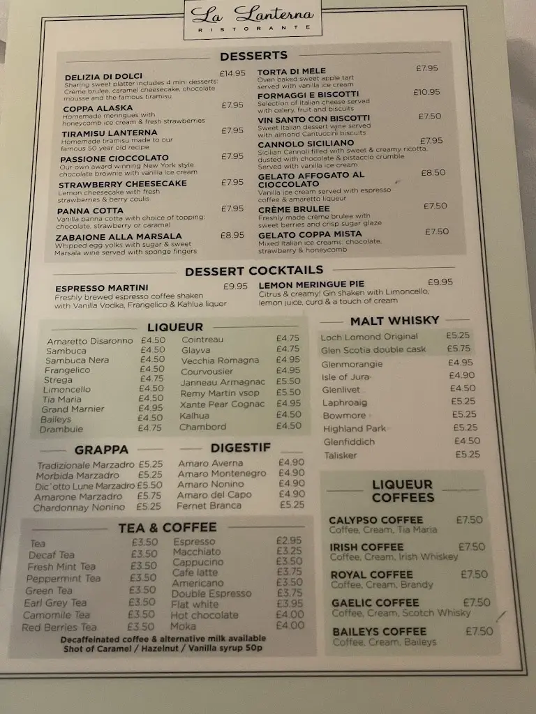 Menu_La Lanterna_Glasgow City_image_1