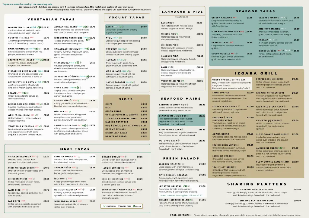 Menu_Laz Turkish Tapas_Glasgow City_image_1