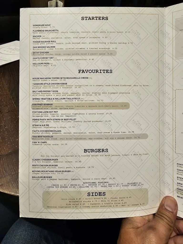 Menu_Foxton Bar & Grill_Glenrothes_immagine_3