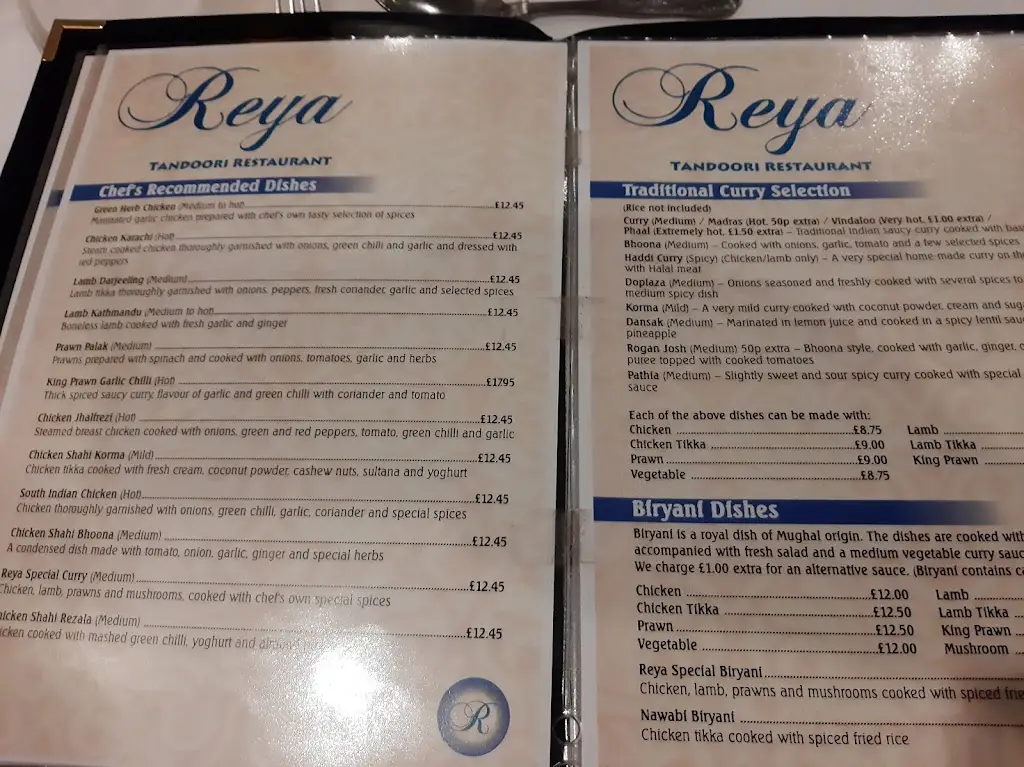 Menu_Reya Tandoori Restaurant_Glenrothes_immagine_1
