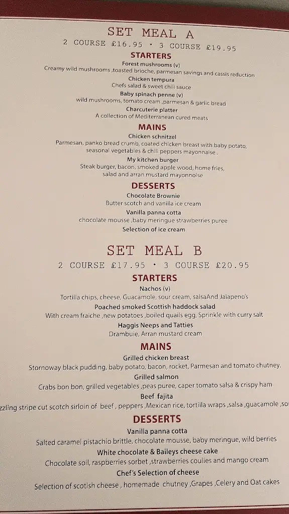 Menu_Sea View Gourock_Gourock_immagine_1