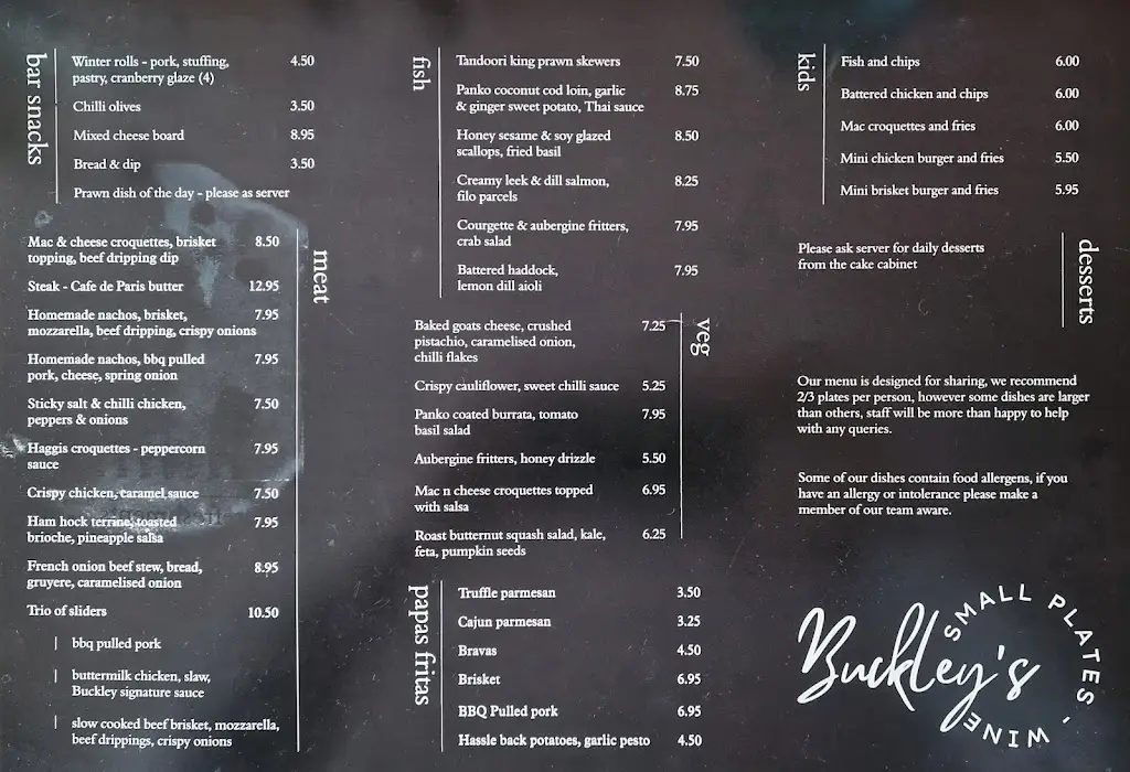 Menu_Buckleys Small Plates_Gourock_image_1
