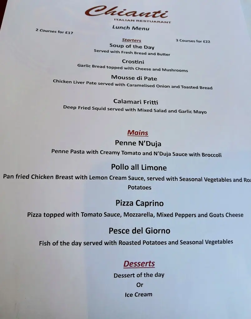 Menu_Chianti Restaurant_Grangemouth_immagine_1
