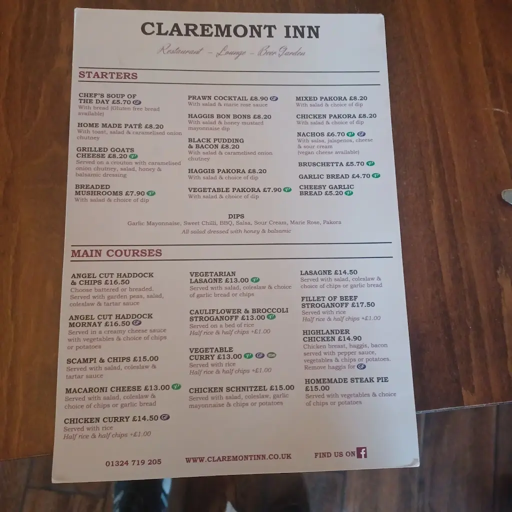 Menu_Claremont Inn_Grangemouth_image_2