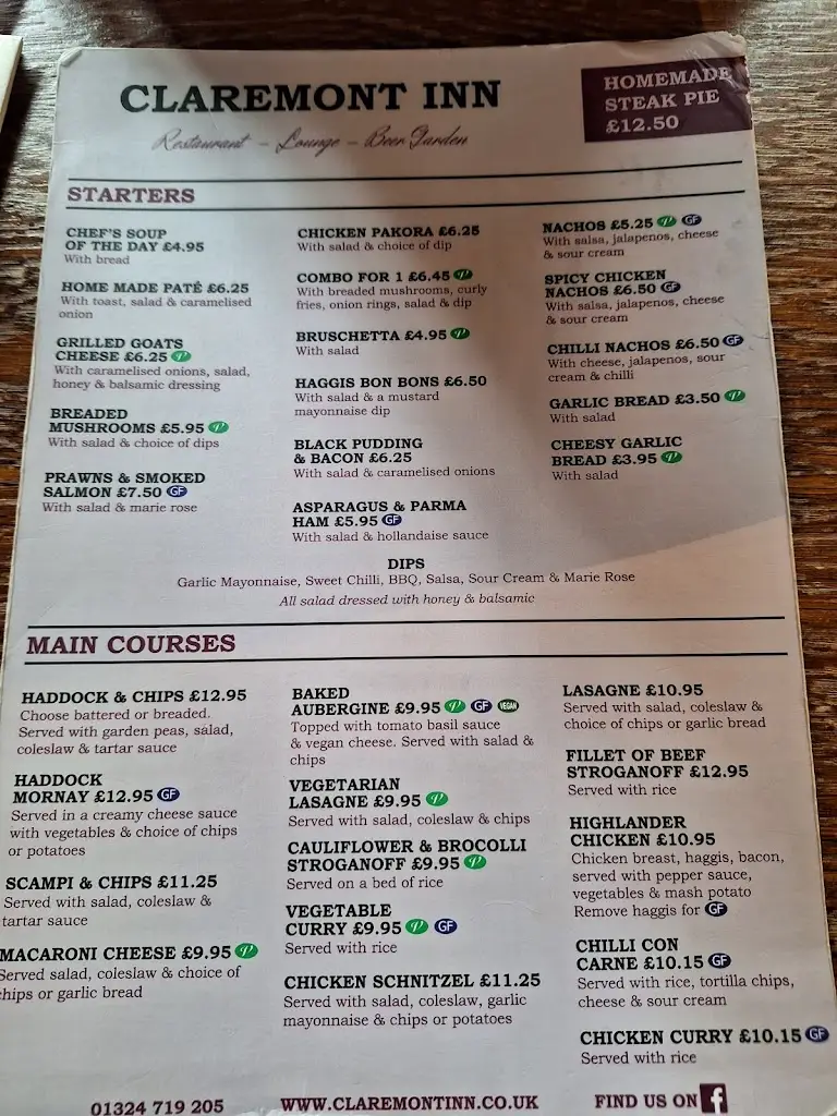 Menu_Claremont Inn_Grangemouth_image_3