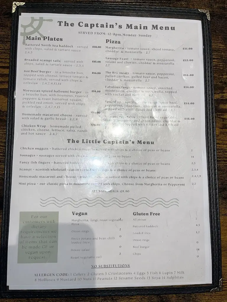 Menu_The Captain's Table_Forres_immagine_2