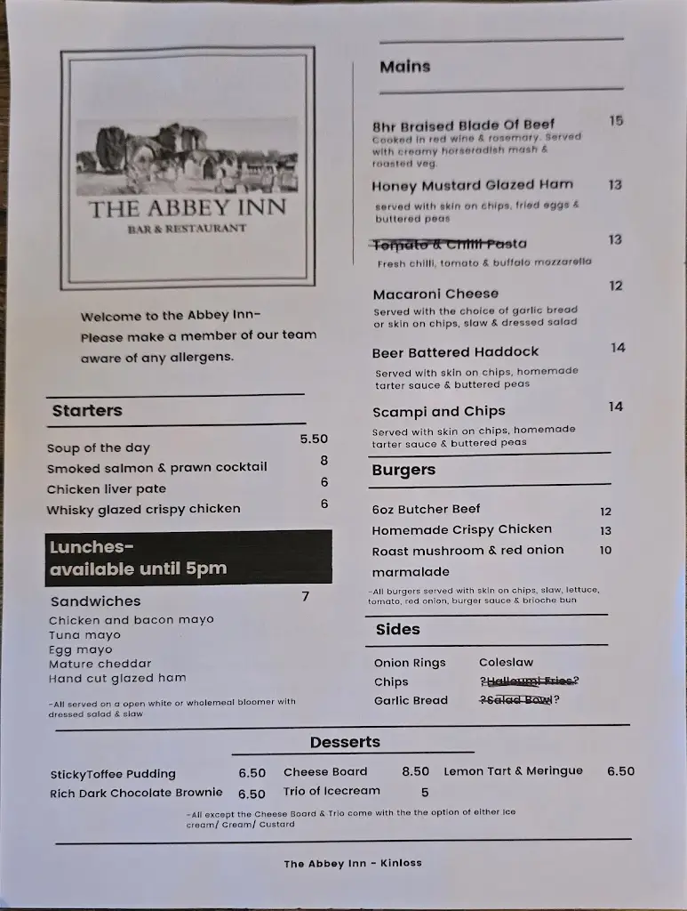 Menu_The Abbey Inn_Forres_image_1
