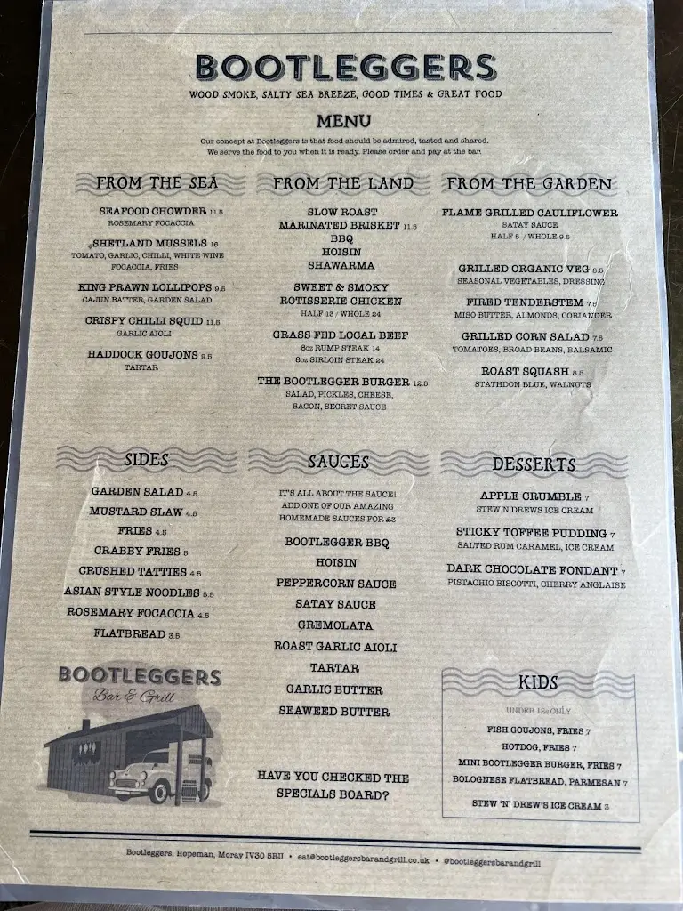 Menu_Bootleggers Bar & Grill_Hopeman_image_1