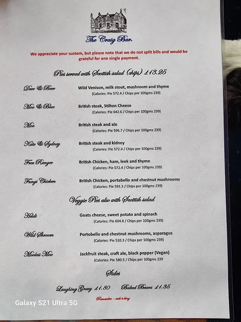 Menu_The Craig Bar_Grantown on Spey_image_1