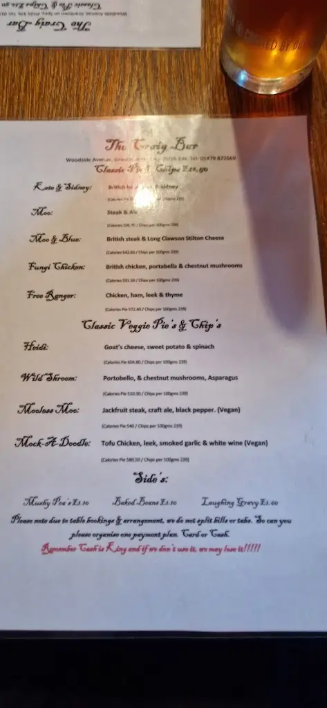 Menu_The Craig Bar_Grantown on Spey_image_4