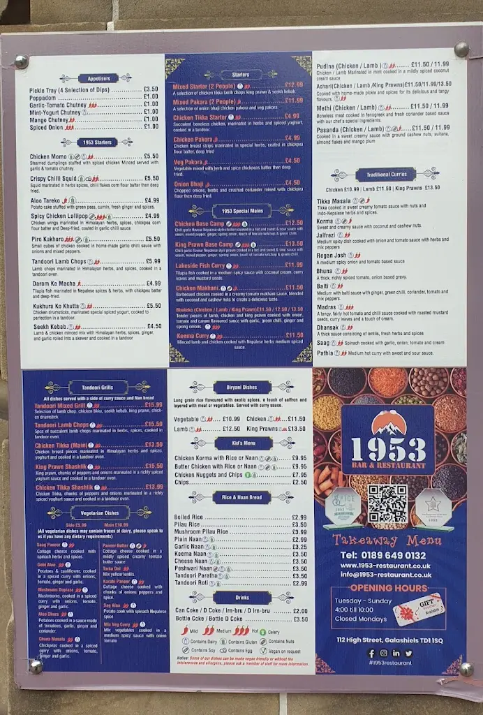 Menu_1953 Bar and Restaurant_Galashiels_image_1