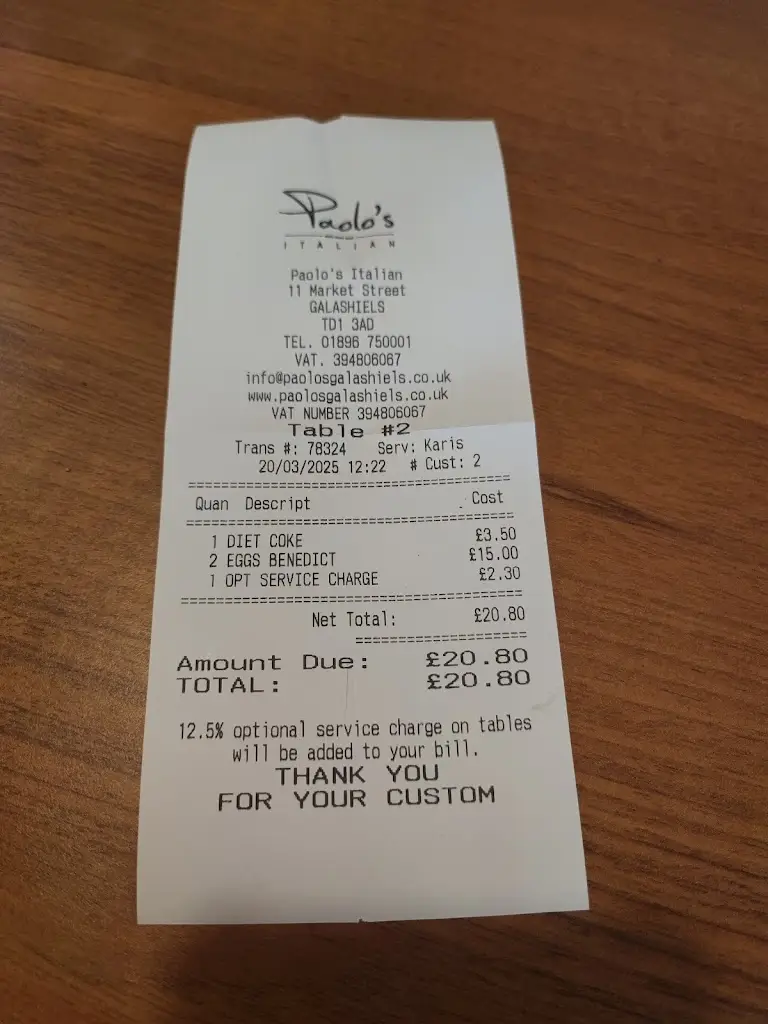 Dianka Chakava_Paolo's Italian_Galashiels_review