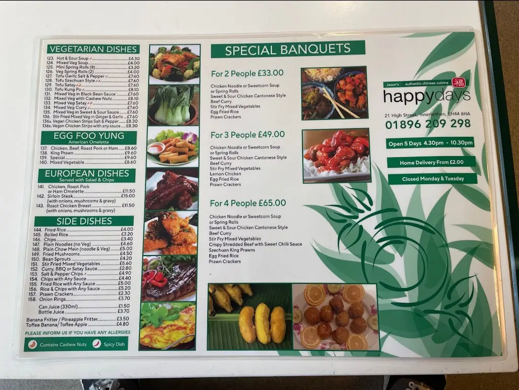 Menu_The Happy Days_Innerleithen_image_2