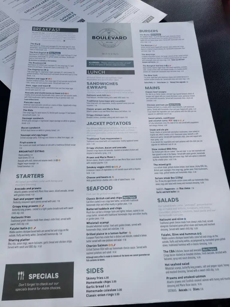 Menu_The Boulevard East Wittering_Birdham_image_4