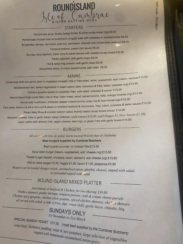 Menu_Round Island Cafe Bar_Isle of Cumbrae_image_1