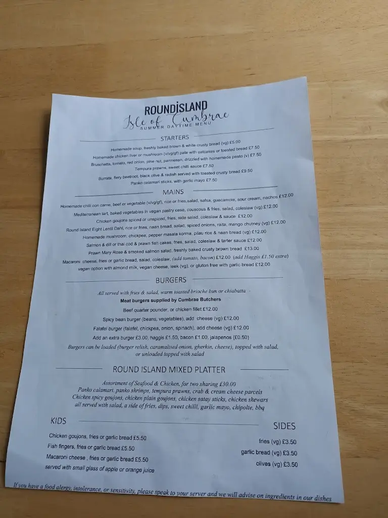 Menu_Round Island Cafe Bar_Isle of Cumbrae_image_3