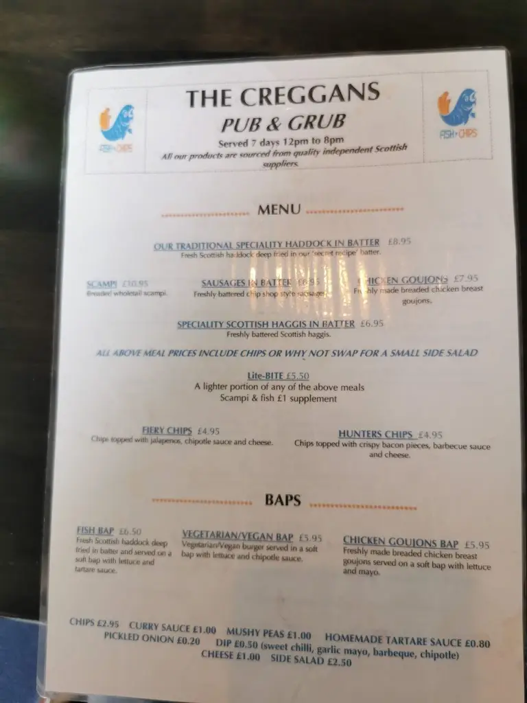 Menu_The Creggans Bar | Kilcreggan_Kilcreggan_image_2