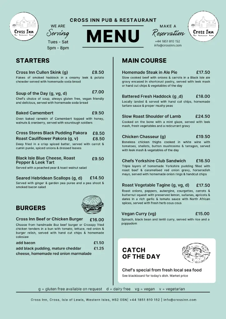 Menu_Old Barn Bar_Isle of Lewis_image_1