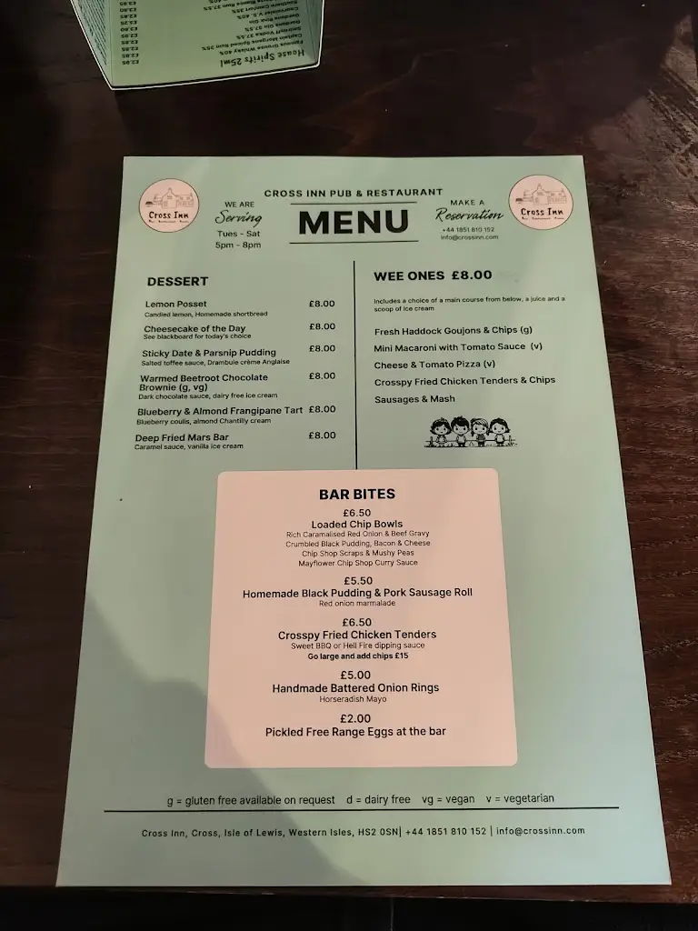 Menu_Old Barn Bar_Isle of Lewis_image_4