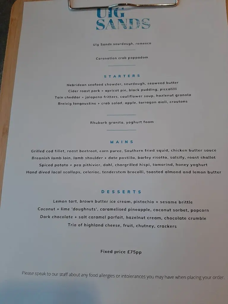 Menu_Uig Sands Restaurant_Isle of Lewis_image_2