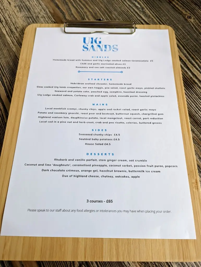 Menu_Uig Sands Restaurant_Isle of Lewis_image_3