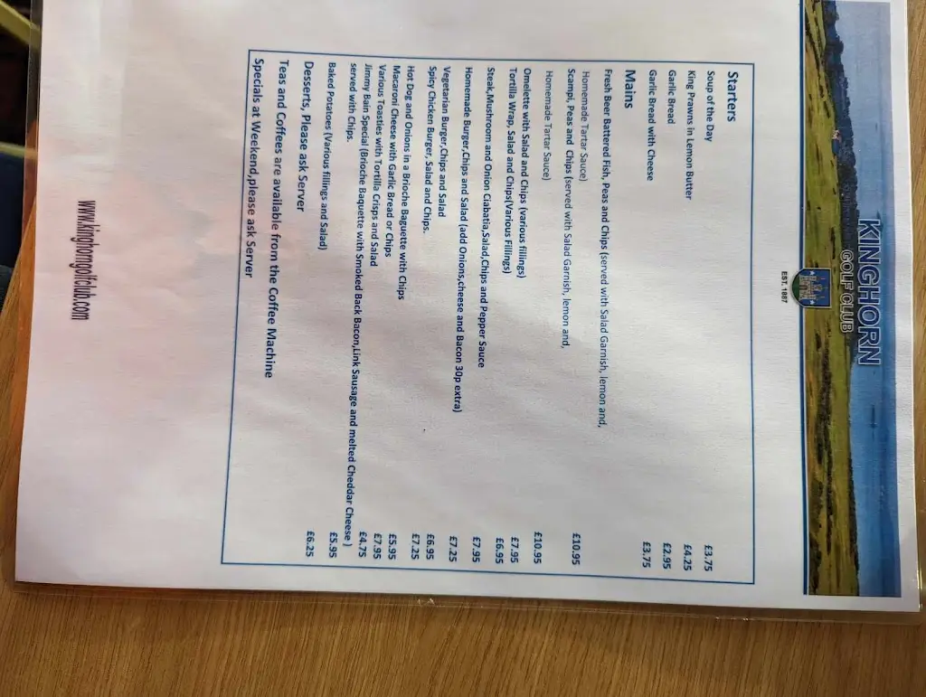 Menu_Seaview Restaurant at Kinghorn Golf Club_Kinghorn_image_2