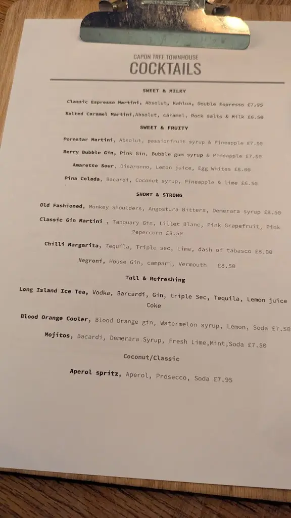 Menu_The Capon Tree Town House_Jedburgh_image_2