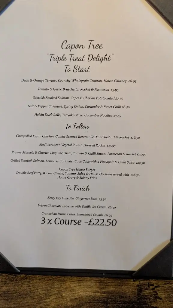 Menu_The Capon Tree Town House_Jedburgh_image_3