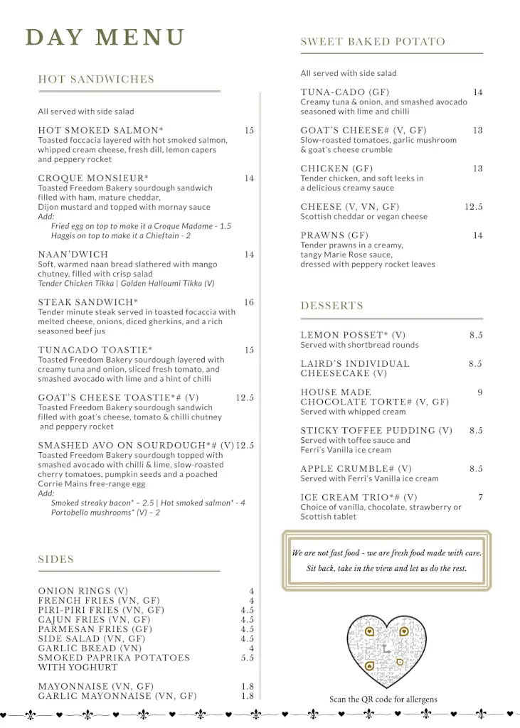 Menu_The Laird's Table Cafe/Restaurant_Kilmaurs_imagen_1
