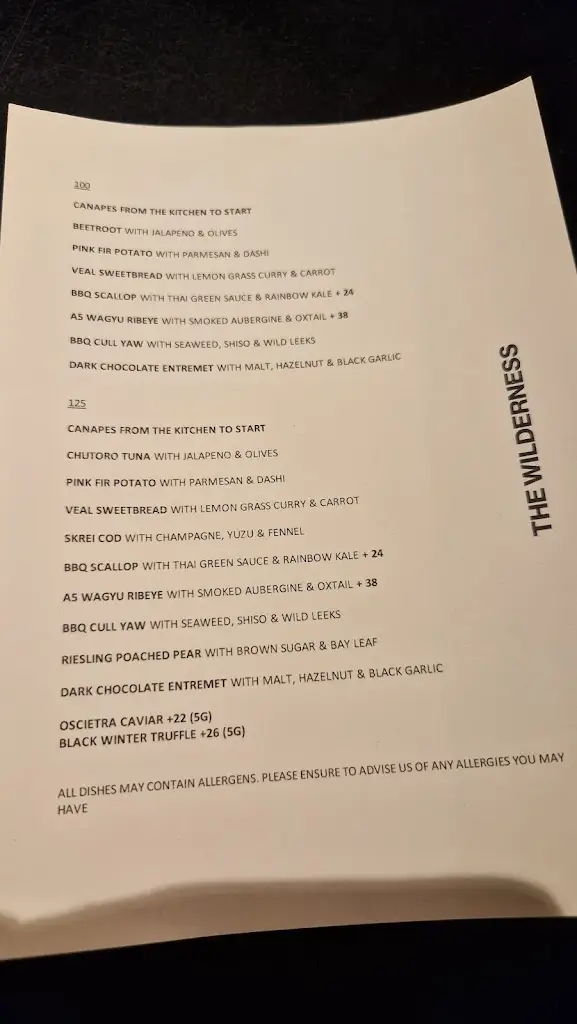 Menu_The Wilderness_Birmingham_image_4