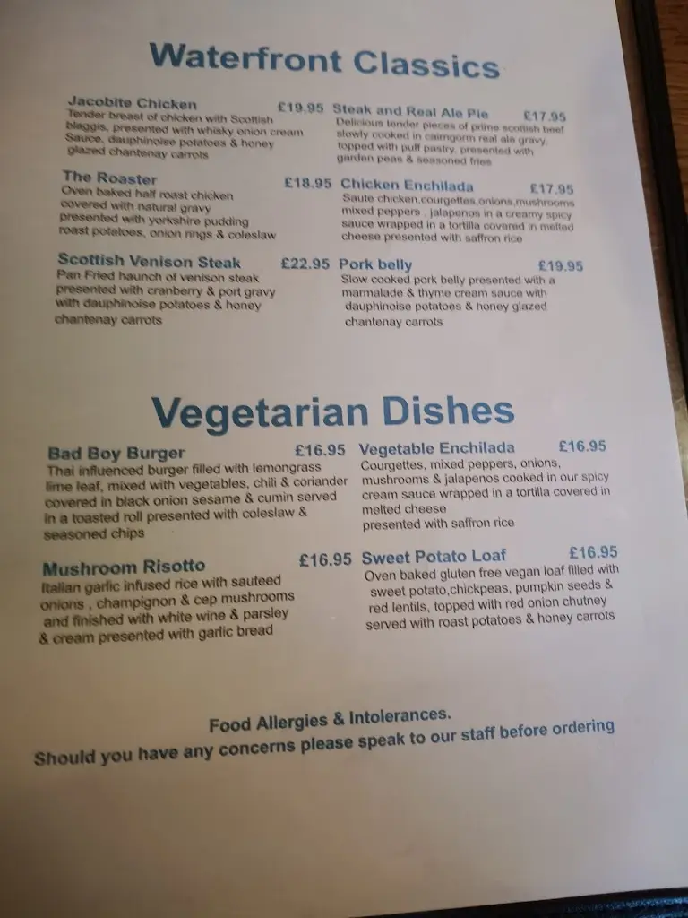 Menu_The WaterFront_Inverness_immagine_1