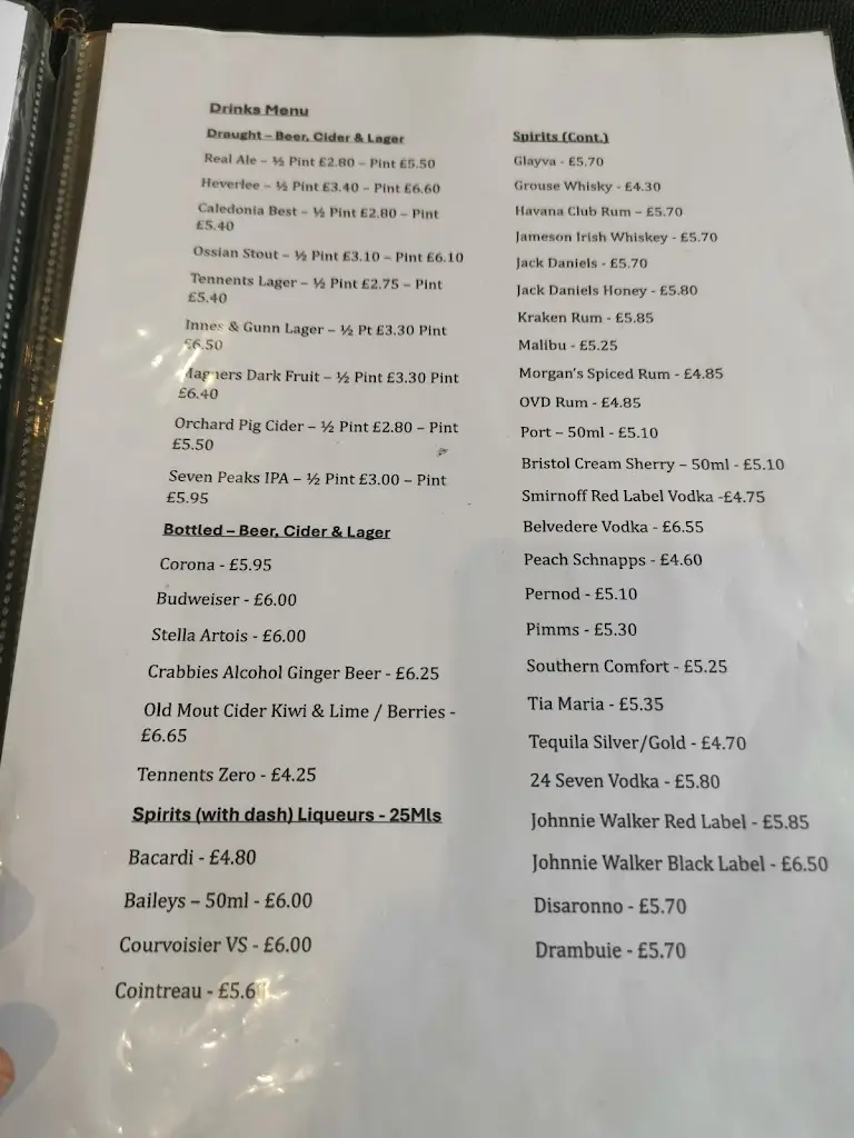 Menu_The Castle Tavern_Inverness_image_3