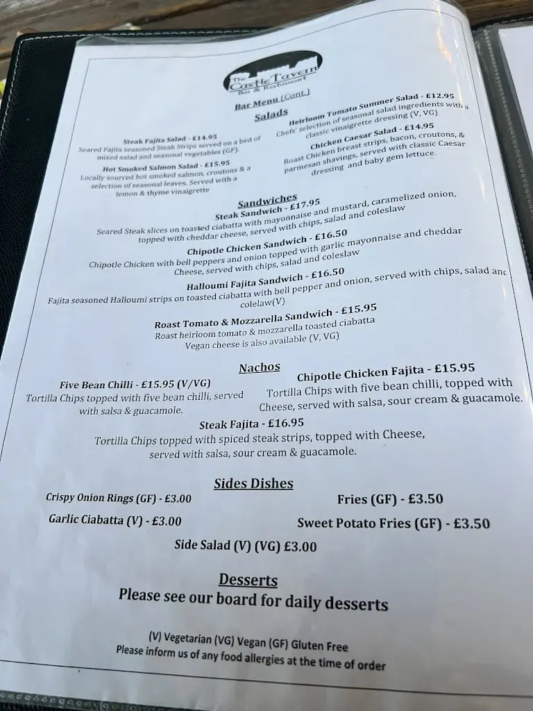 Menu_The Castle Tavern_Inverness_image_4