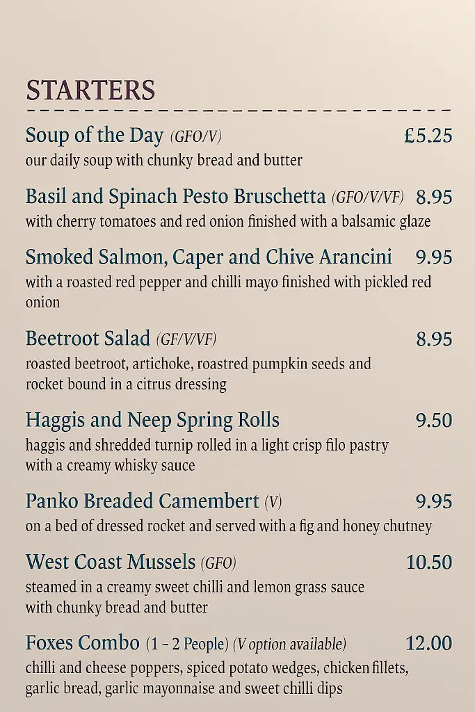 Menu_Johnny Foxes_Inverness_image_1