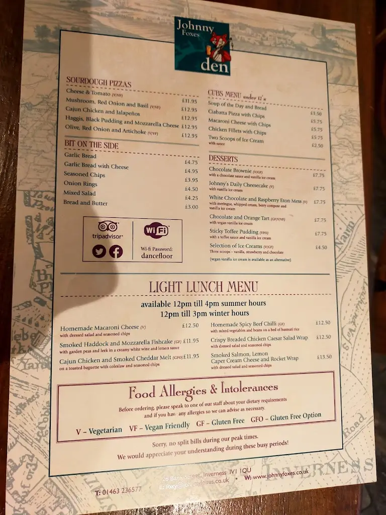 Menu_Johnny Foxes_Inverness_image_3