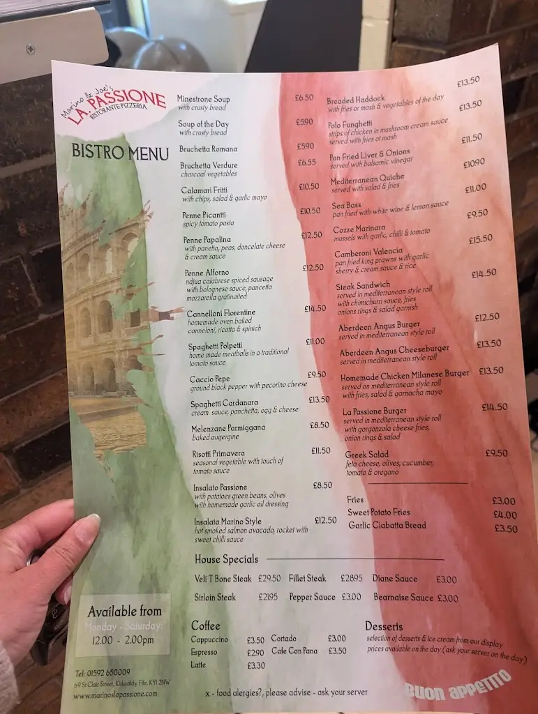 Menu_Marino's La Passione_Kirkcaldy_image_2