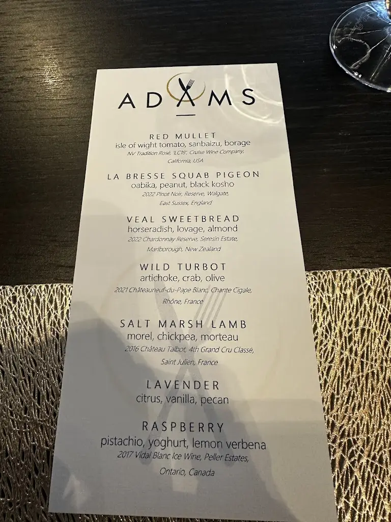Menu_Adam's Restaurant_Birmingham_image_1