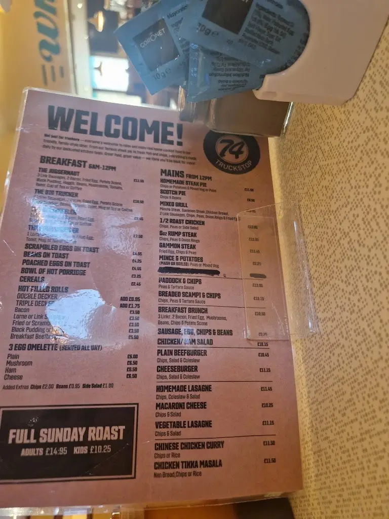 Menu_Route 74 Truckstop_Lesmahagow_image_1