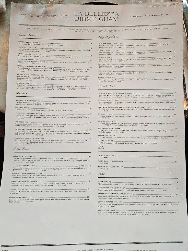 Menu_La Bellezza Birmingham_Birmingham_image_1