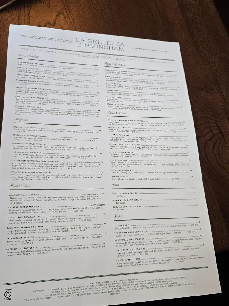 Menu_La Bellezza Birmingham_Birmingham_image_2