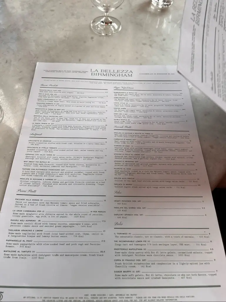 Menu_La Bellezza Birmingham_Birmingham_image_4