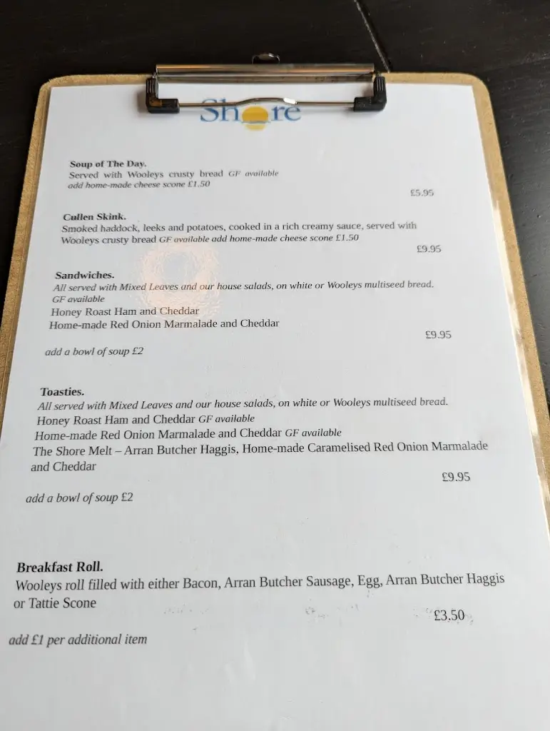 Menu_The Shore_Lamlash_image_1