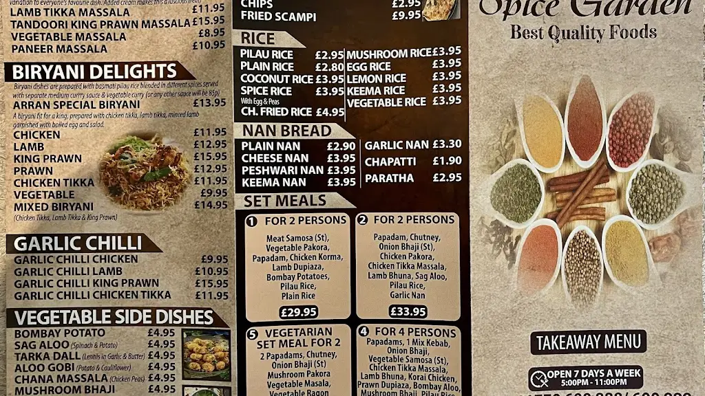 Menu_Indian Garden_Lamlash_image_1