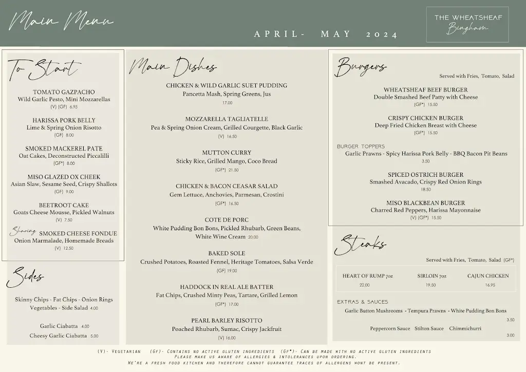 Menu_The Wheatsheaf Pub, Restaurant & Rooms_Bingham_image_1