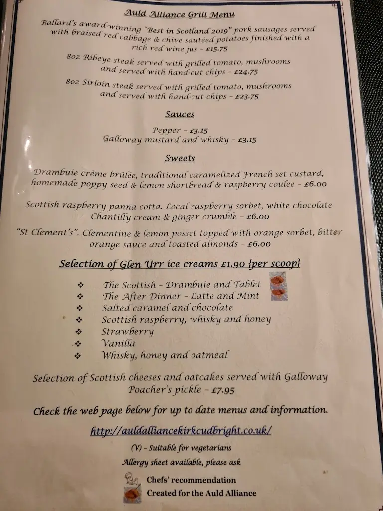 Menu_The Auld Alliance_Kirkcudbright_image_1