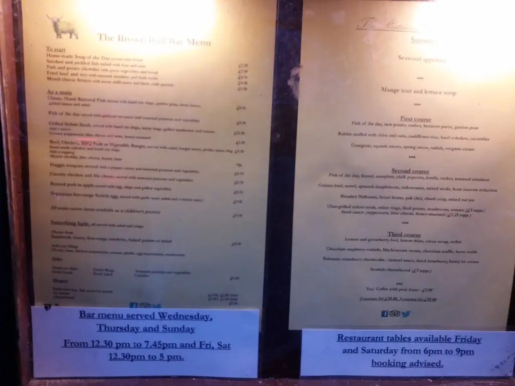 Menu_The Brown Bull_Lochwinnoch_image_2