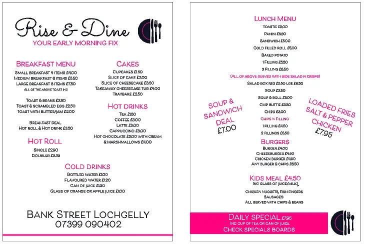 Menu_Rise & Dine_Lochgelly_image_1