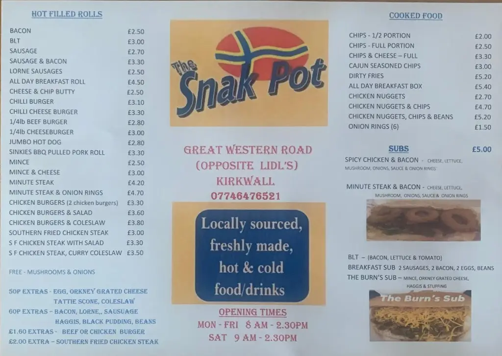 Menu_The Snak Pot_Kirkwall_immagine_1