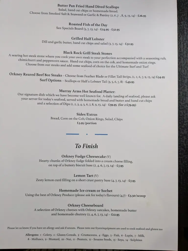 Menu_The Murray Arms Hotel & Seafood Restaurant_Kirkwall_image_1